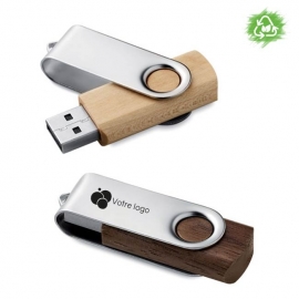 Clé USB rotative en bois et métal A1201
