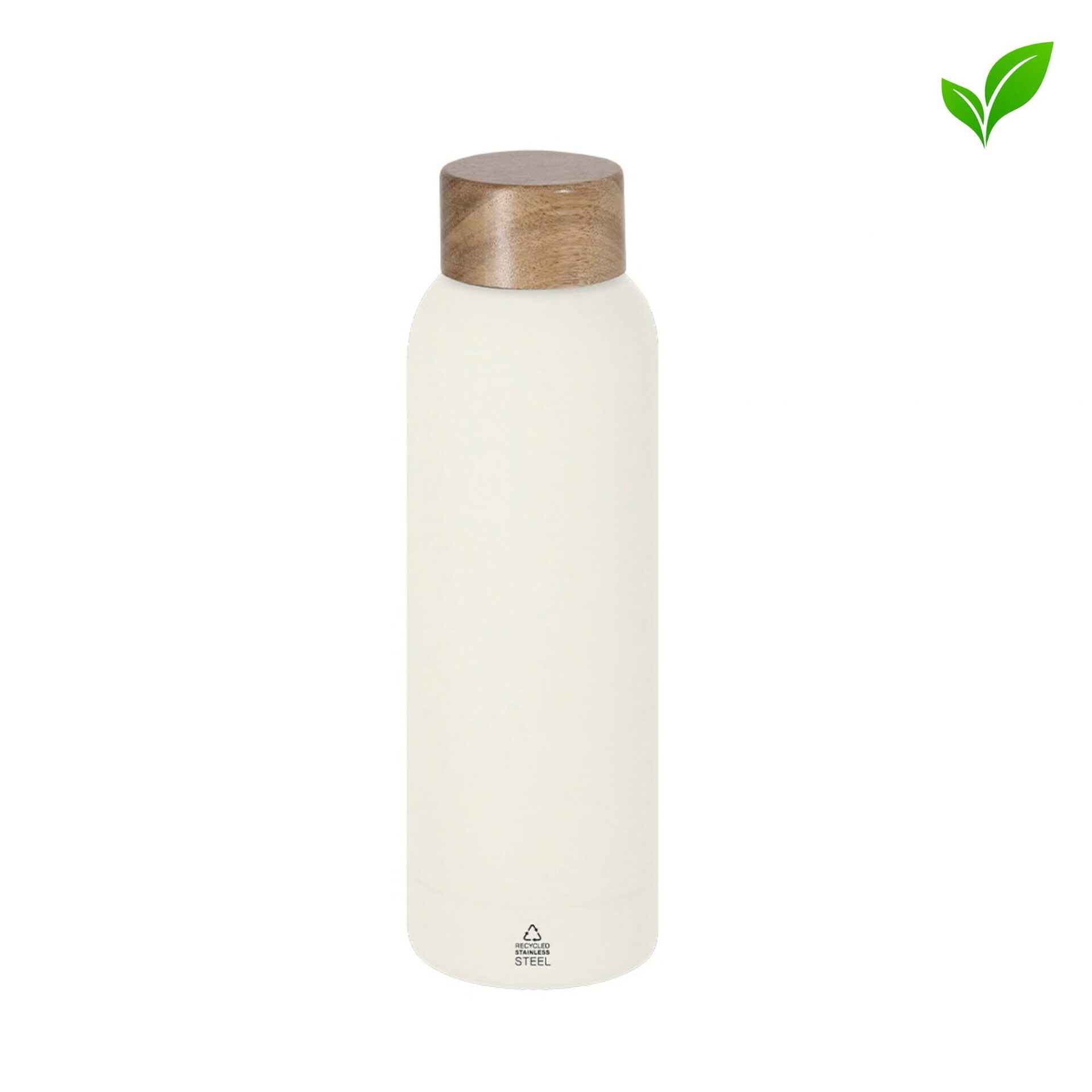 Gourde en acier recyclé + acacia - B22398